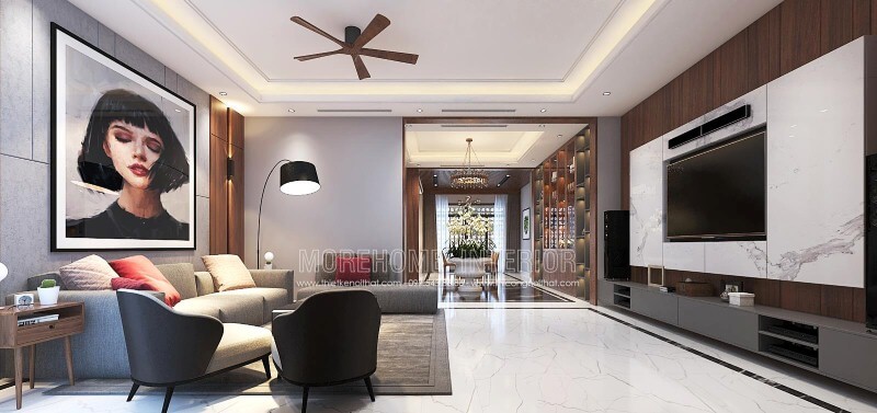 Trang trí nội thất phòng khách liền phòng ăn đẹp, sang trọng cho biệt thự, nhà phố tại Vinh, Nghệ An. Thiết kế phòng khách nhà phố