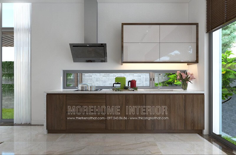 Mẫu tủ bếp cao cấp tại biệt thự Imperia Garden Nguyễn Huy Tưởng phong cách hiện đại, trẻ trung Thiết kế tủ bếp đẹp