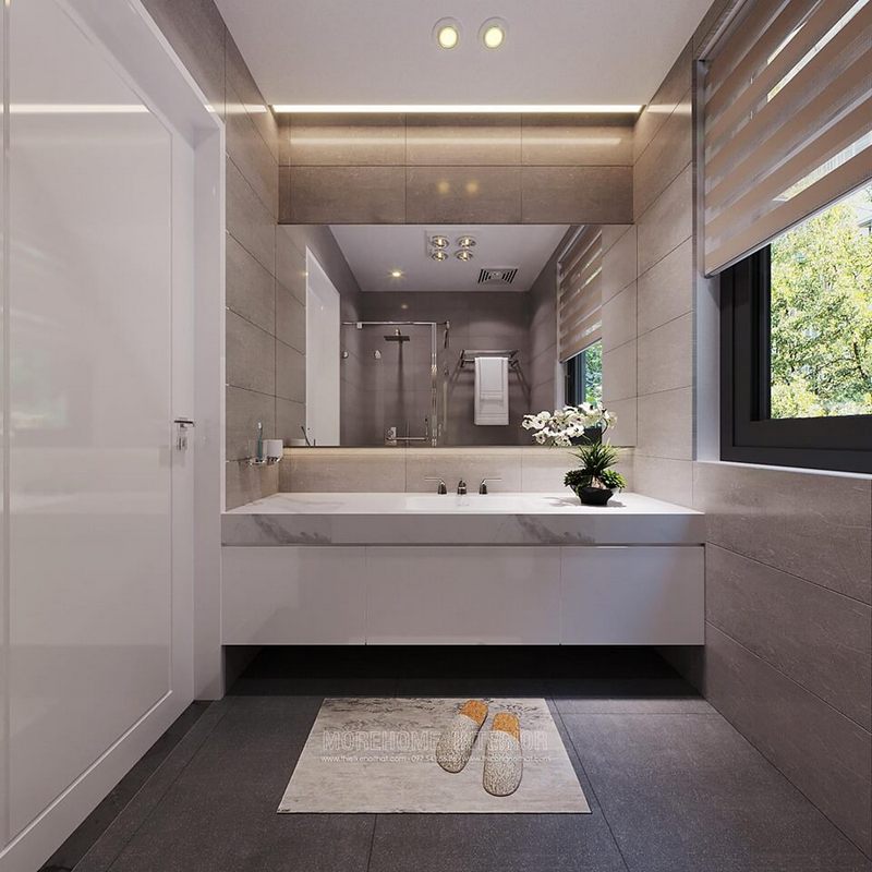 Cửa gỗ hiện đại để trang trí phòng tắm, nhà vệ sinh là rất đẹp.